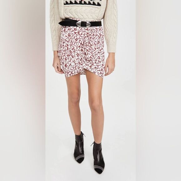 ISABEL MARANT 100% viscose Crepe Mini Skirt In Raspberry 36 - Picture 2 of 14